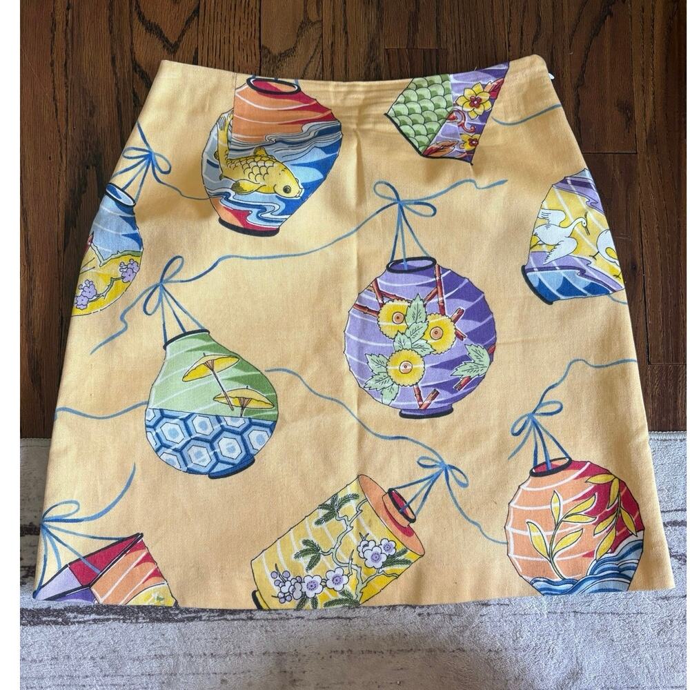 Patricia Paris Designs Mini Skirt Koi Fish Paper Lanterns Yellow Size 6 Rare